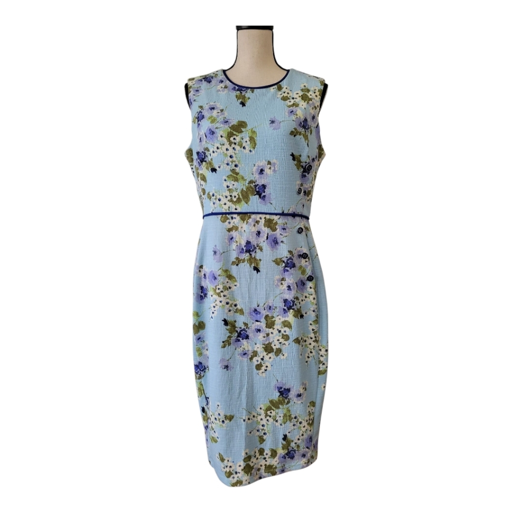 💕En Focus Floral Sleeveless Sheath Midi Dress Womens‎ Size 12 New